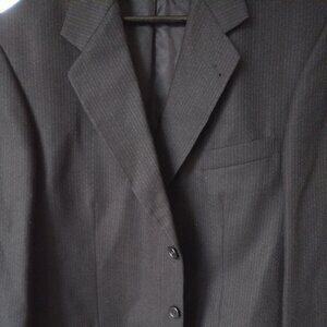 Moores 2 Piece Pinstriped Black Suit